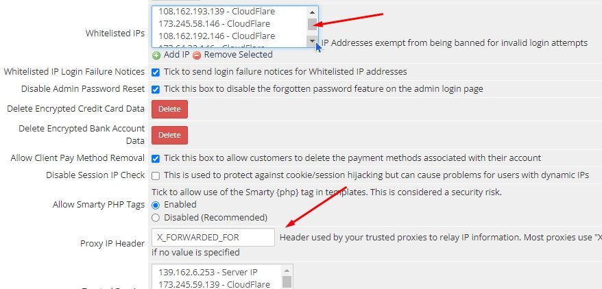 Whitelist IP Addresses in WHMCS