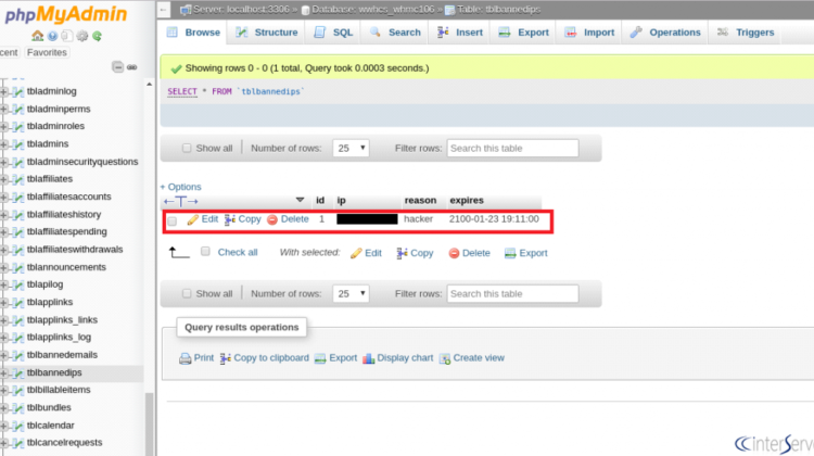 How to Unblock an IP Address in WHMCS Using PhpMyAdmin